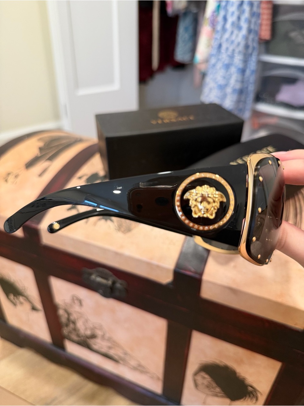 Versace Black and Gold Women’s Sunglasses - Picture 8 of 10